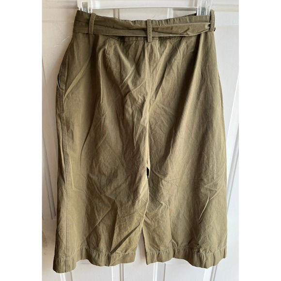 Lafayette 148 Women's Olive Belted Tie Waist Wide Leg Cropped Pants Sz 6 - Picture 3 of 5